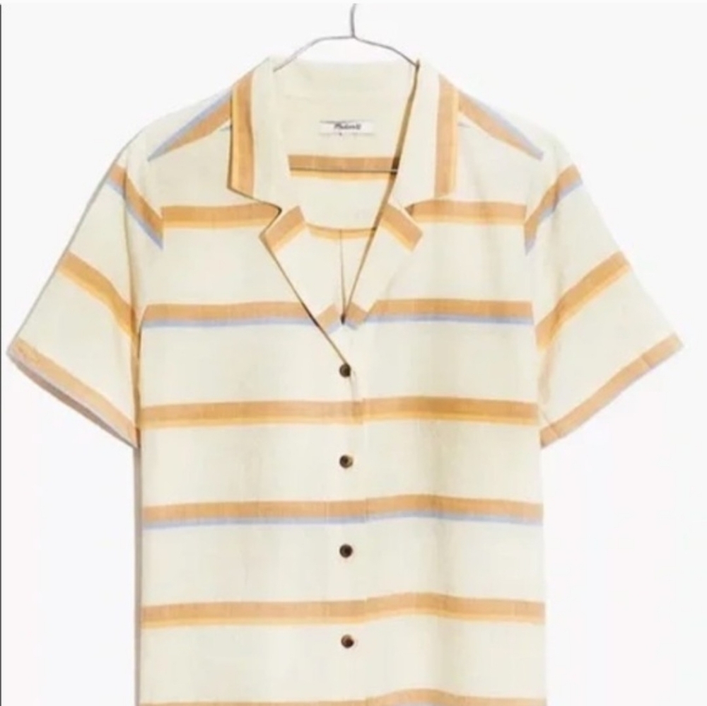 NWT Madewell Striped Camp Shirt 100% Cotton